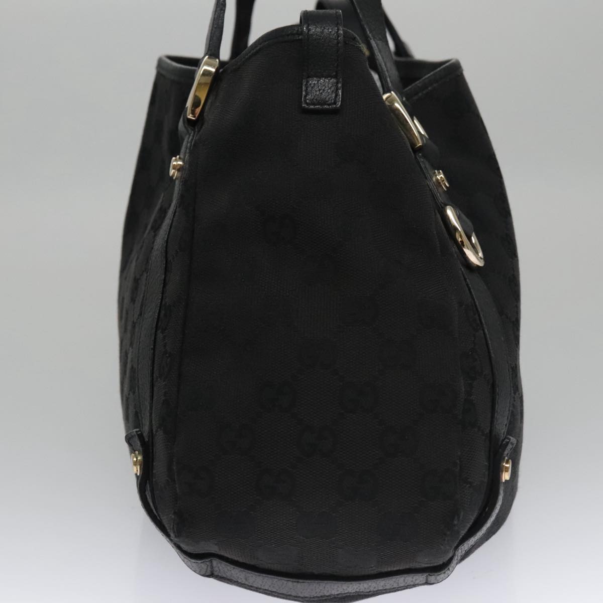 GUCCI GG Canvas Abbey Tote Bag Black Gold 130736 Auth ki5170