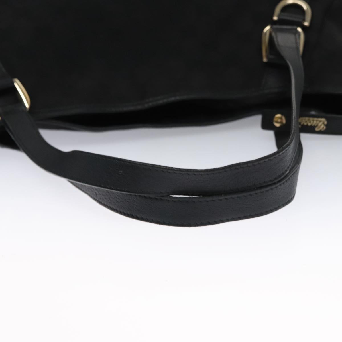 GUCCI GG Canvas Abbey Tote Bag Black Gold 130736 Auth ki5170