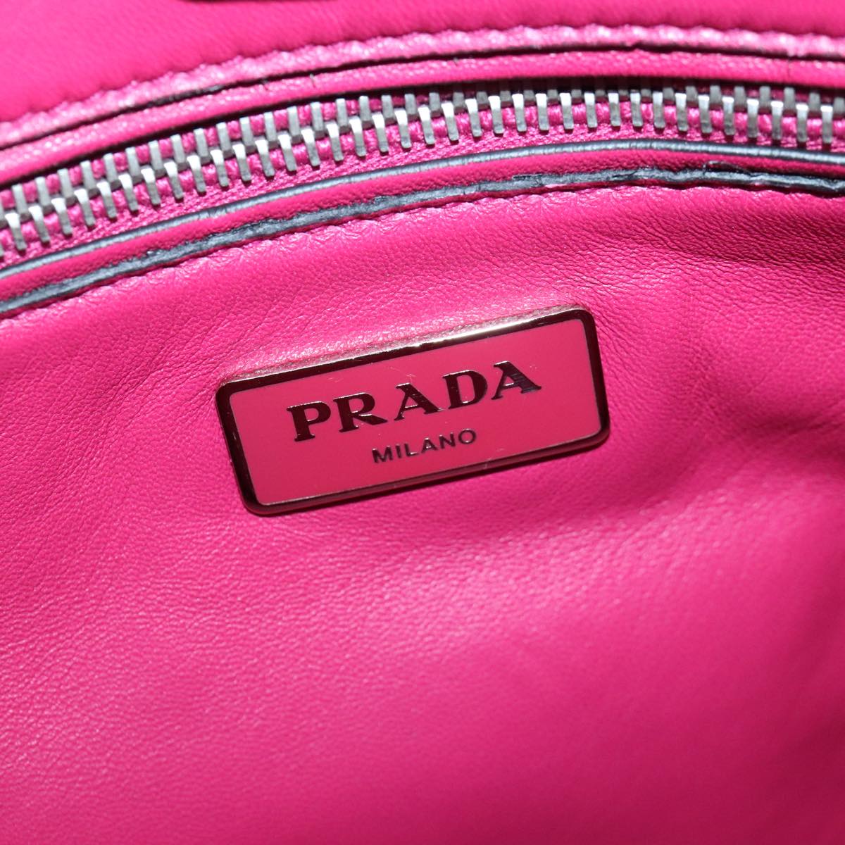 PRADA Hand Bag Suede 2way Pink Silver Auth ki5171