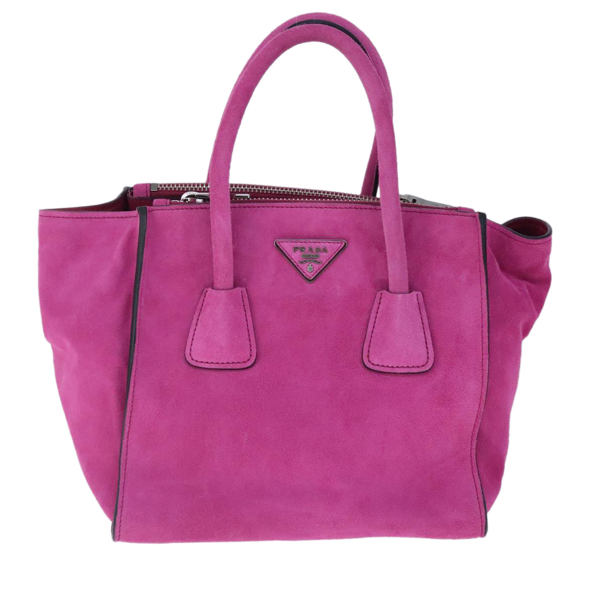 PRADA Hand Bag Suede 2way Pink Silver Auth ki5171