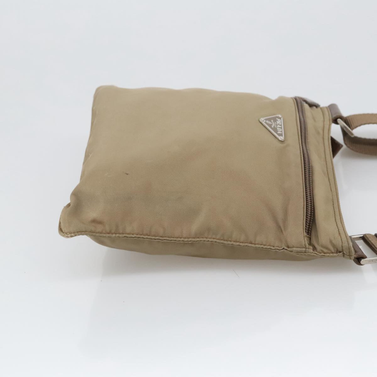 PRADA Shoulder Bag Nylon Khaki Silver Auth ki5190