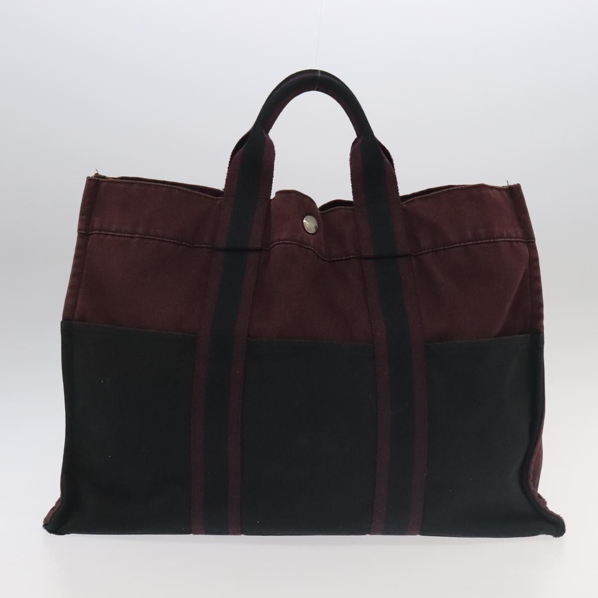 HERMES Fourre Tout Tote Bag Canvas 5Set Navy Black Red Auth ki5196