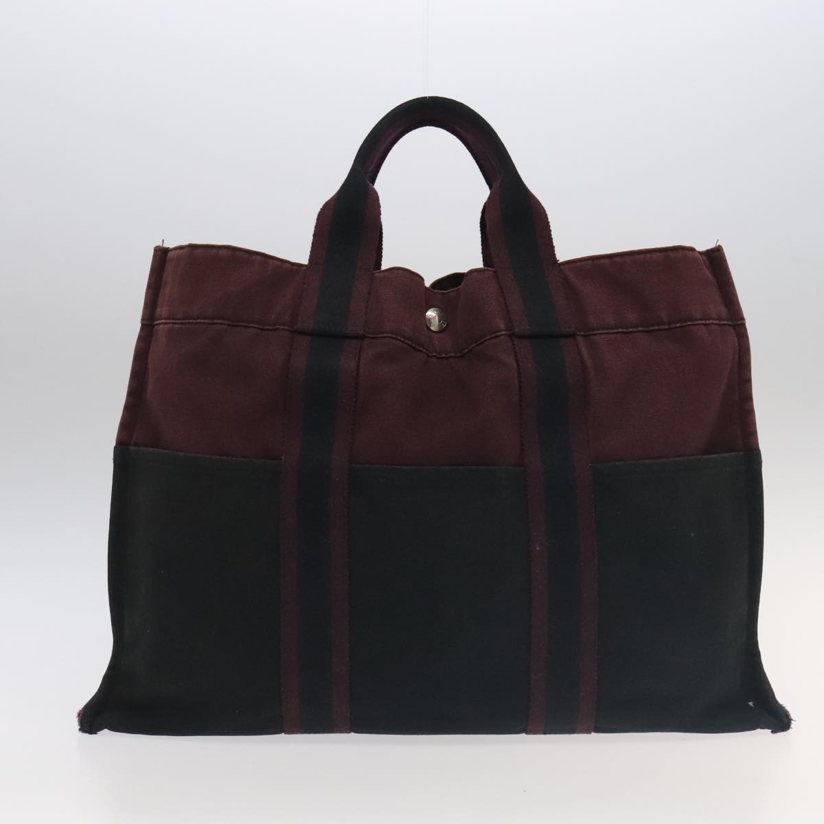 HERMES Fourre Tout Tote Bag Canvas 5Set Navy Black Red Auth ki5196