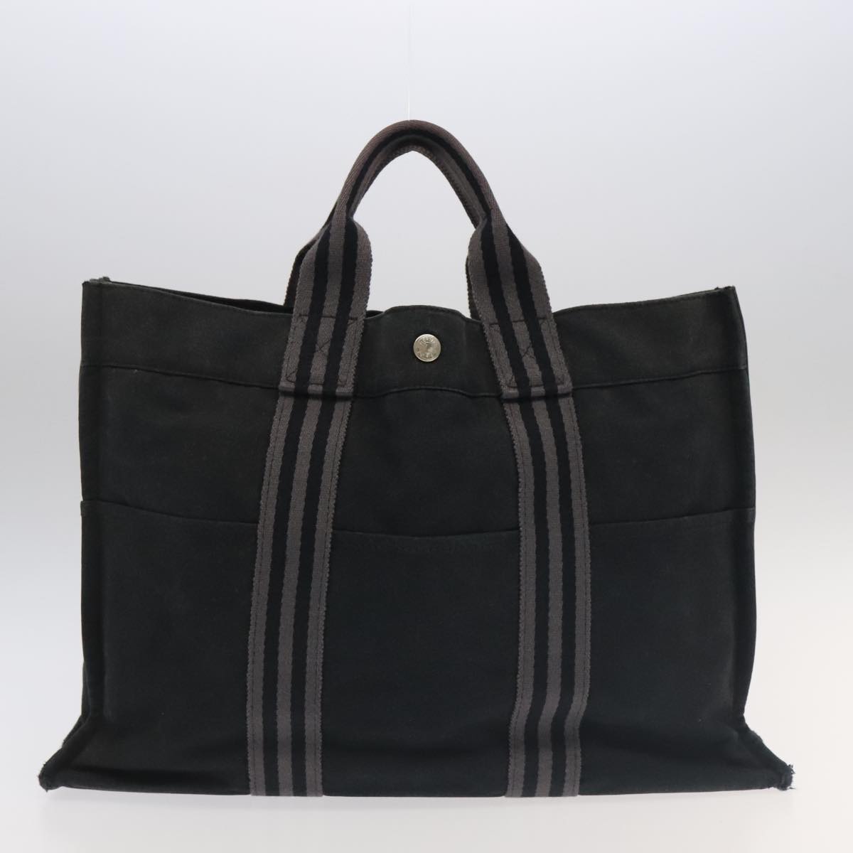 HERMES Fourre Tout Tote Bag Canvas 5Set Navy Black Red Auth ki5196