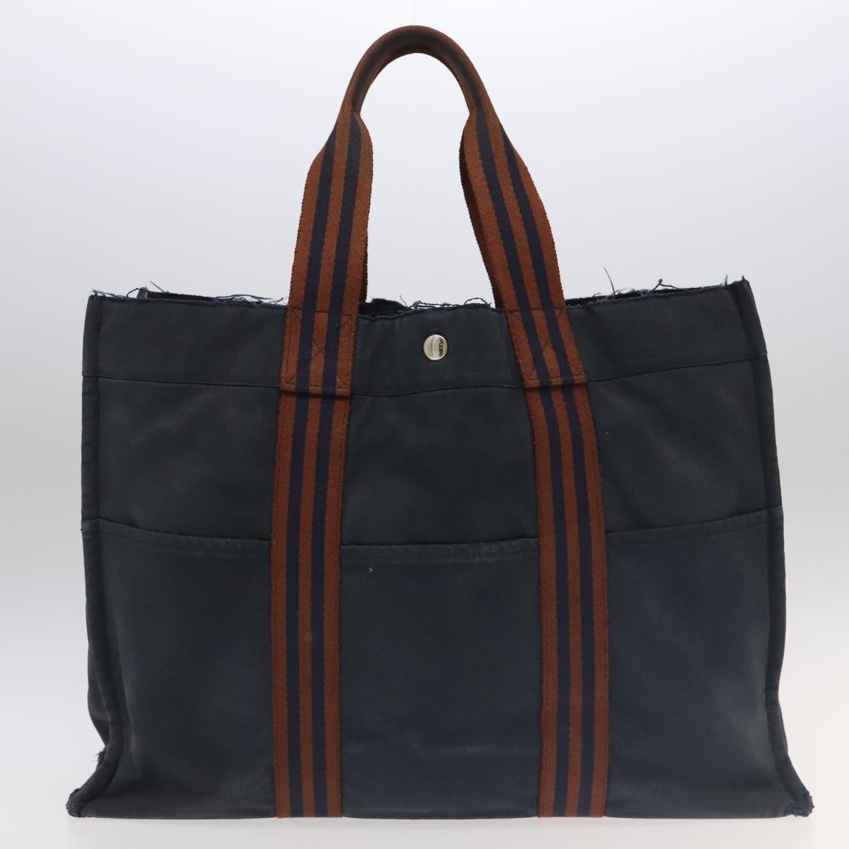 HERMES Fourre Tout Tote Bag Canvas 5Set Navy Black Red Auth ki5196