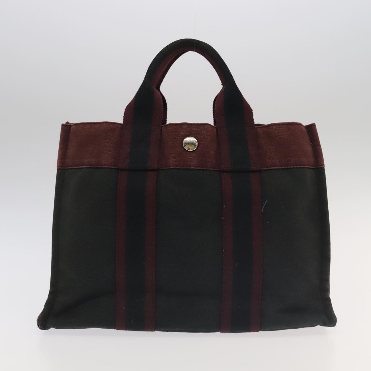 HERMES Fourre Tout Tote Bag Canvas 5Set Navy Black Red Auth ki5196