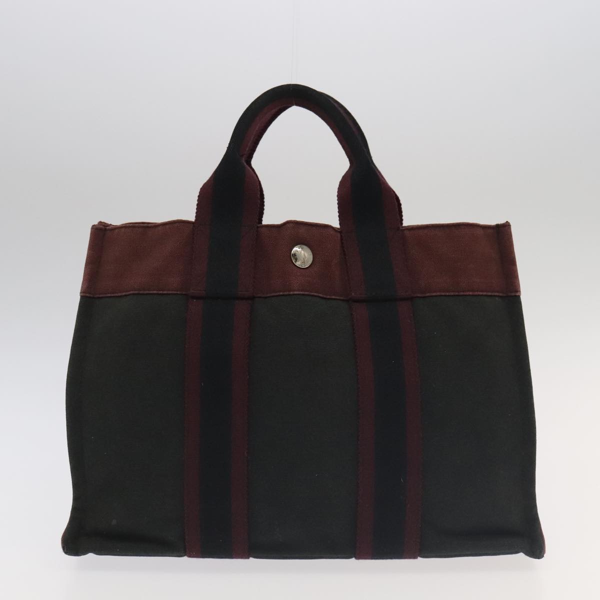 HERMES Fourre Tout Tote Bag Canvas 5Set Navy Black Red Auth ki5196