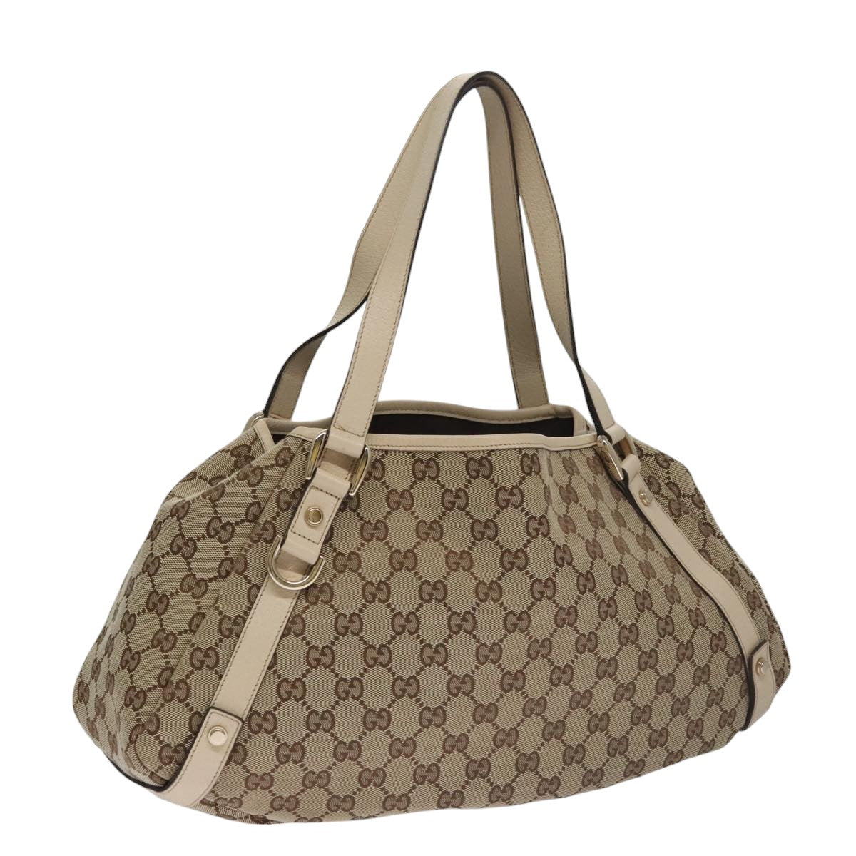 GUCCI GG Canvas Abbey Tote Bag Beige Gold 130736 Auth ki5205