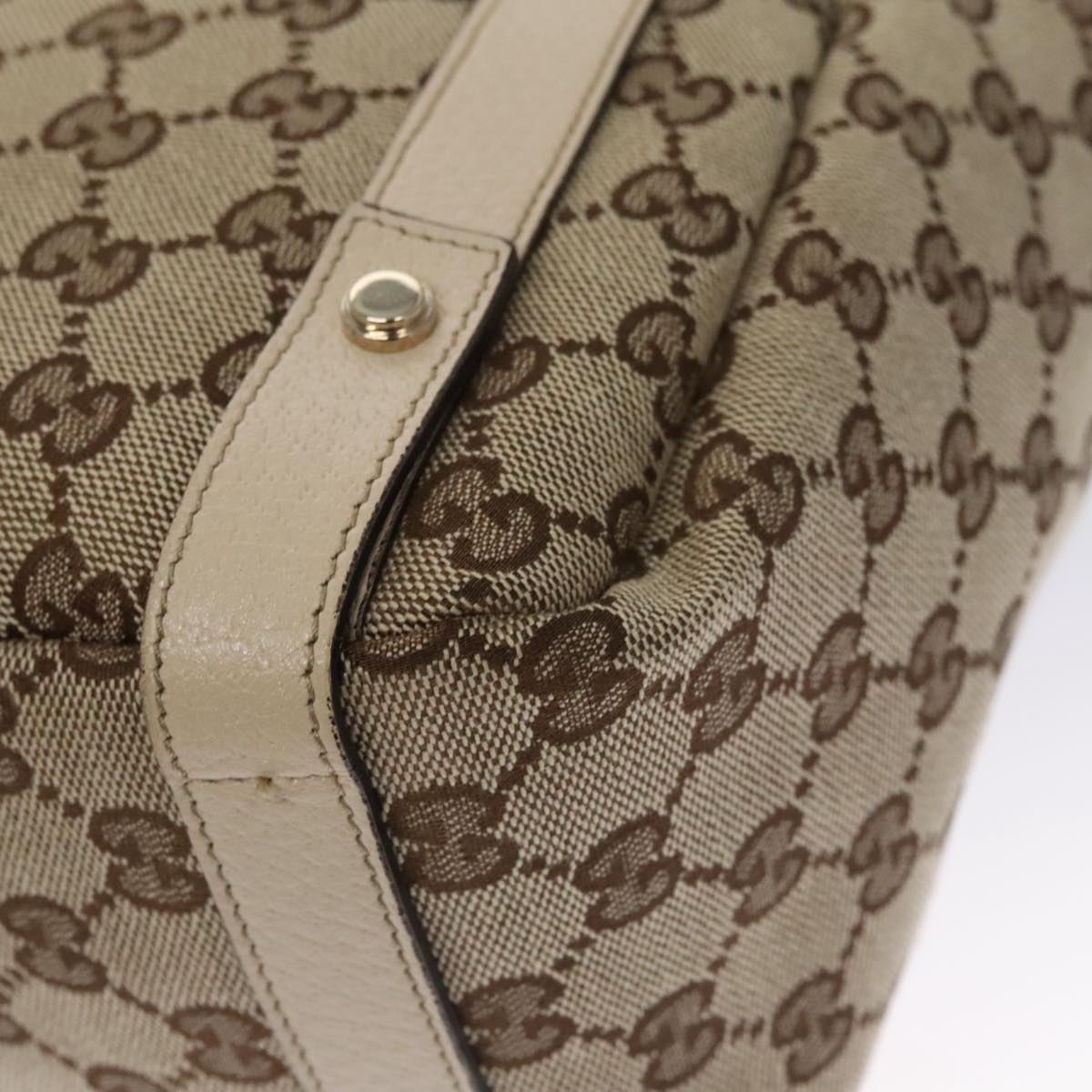 GUCCI GG Canvas Abbey Tote Bag Beige Gold 130736 Auth ki5205