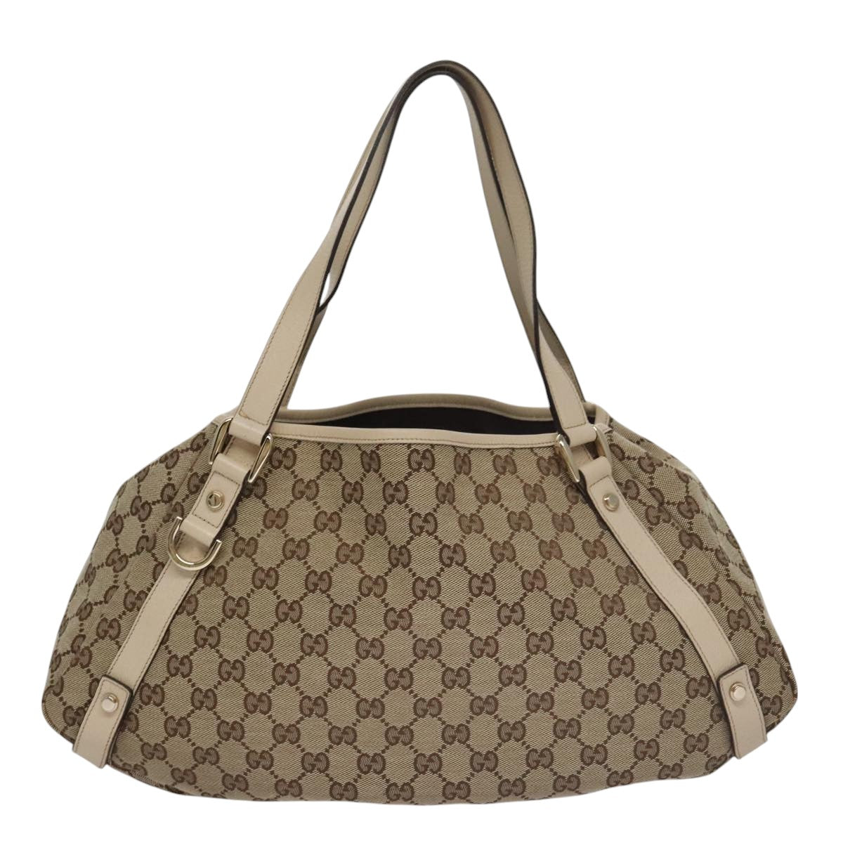 GUCCI GG Canvas Abbey Tote Bag Beige Gold 130736 Auth ki5205