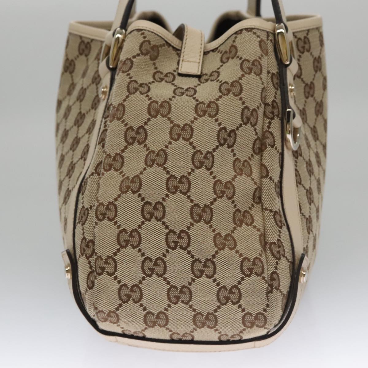 GUCCI GG Canvas Abbey Tote Bag Beige Gold 130736 Auth ki5205