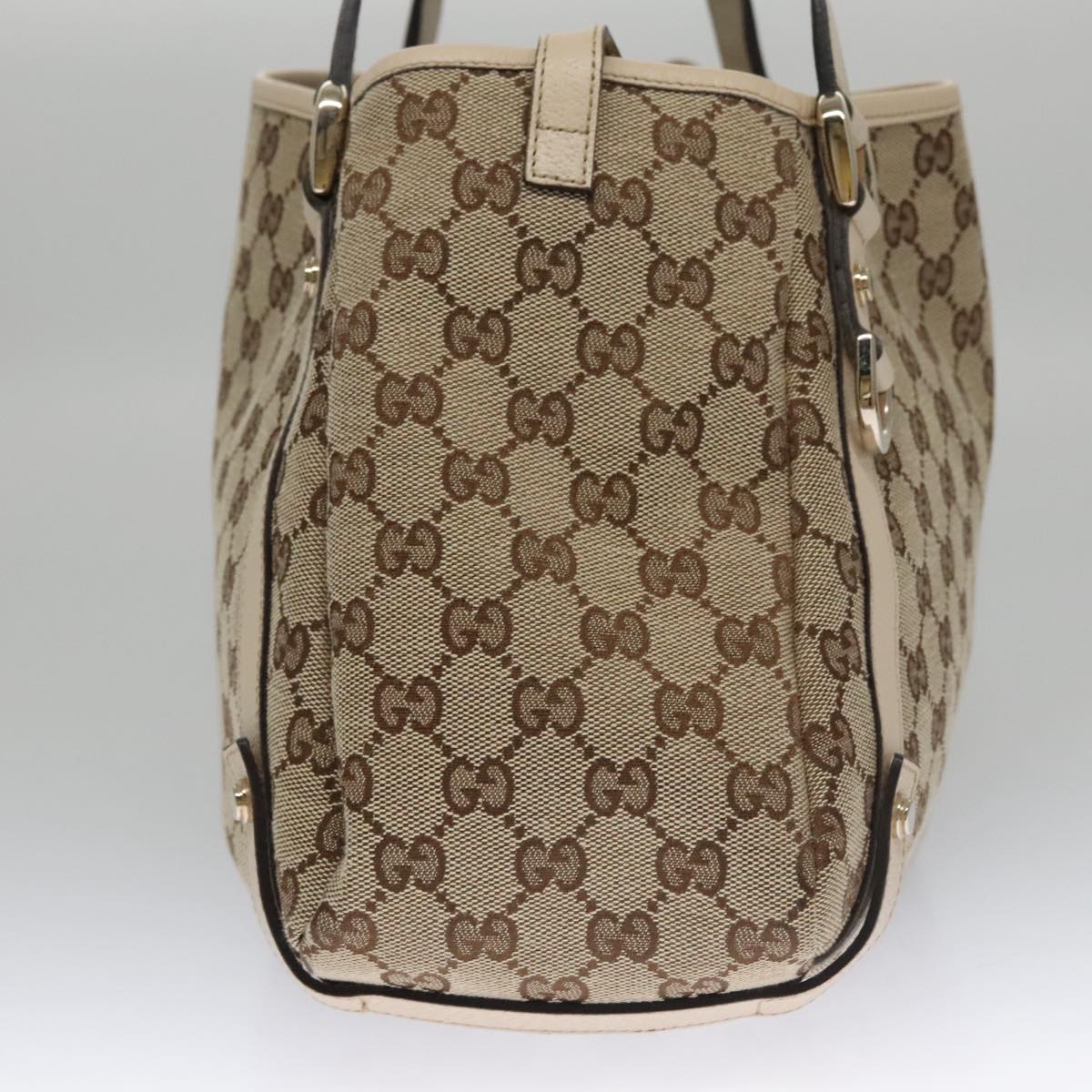 GUCCI GG Canvas Abbey Tote Bag Beige Gold 130736 Auth ki5205