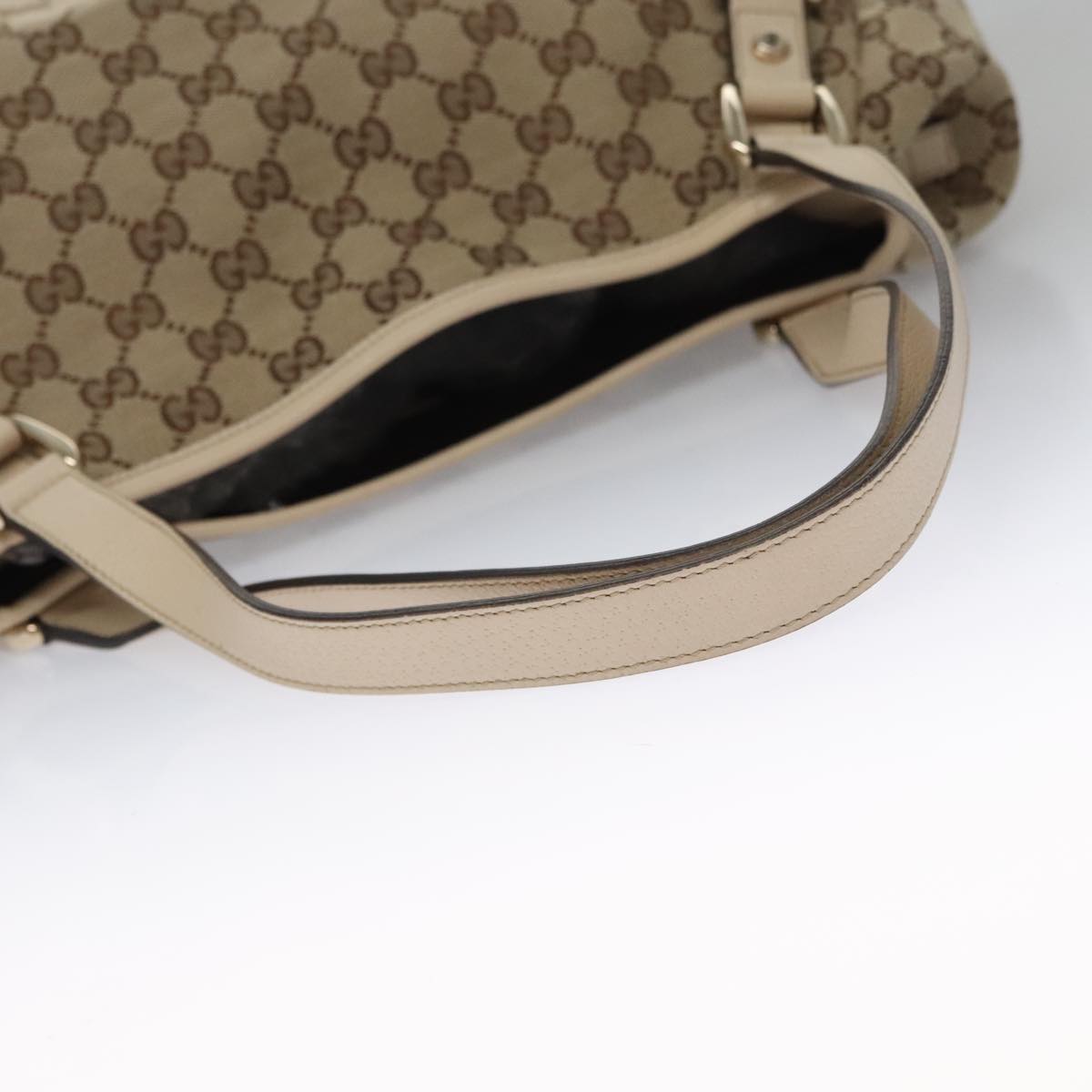 GUCCI GG Canvas Abbey Tote Bag Beige Gold 130736 Auth ki5205