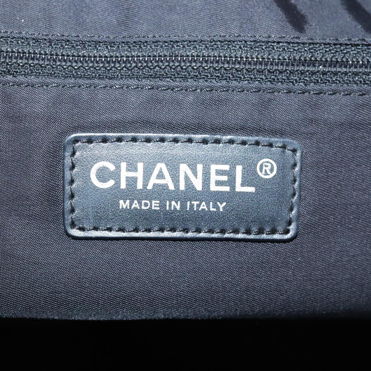 CHANEL New Travel Line Hand Bag Nylon Black Gold CC Auth ki5217