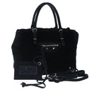 BALENCIAGA Hand Bag Suede 2way Black Silver 305572 Auth ki5224V-1