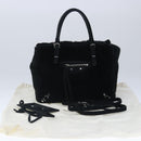 BALENCIAGA Hand Bag Suede 2way Black Silver 305572 Auth ki5224V-12