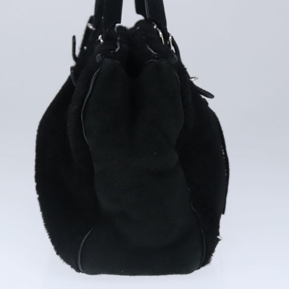 BALENCIAGA Hand Bag Suede 2way Black Silver 305572 Auth ki5224V