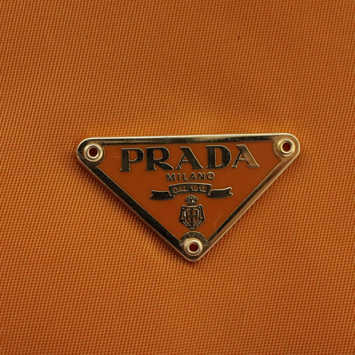 PRADA Purse Pouch Nylon Orange Gold Auth ki5232