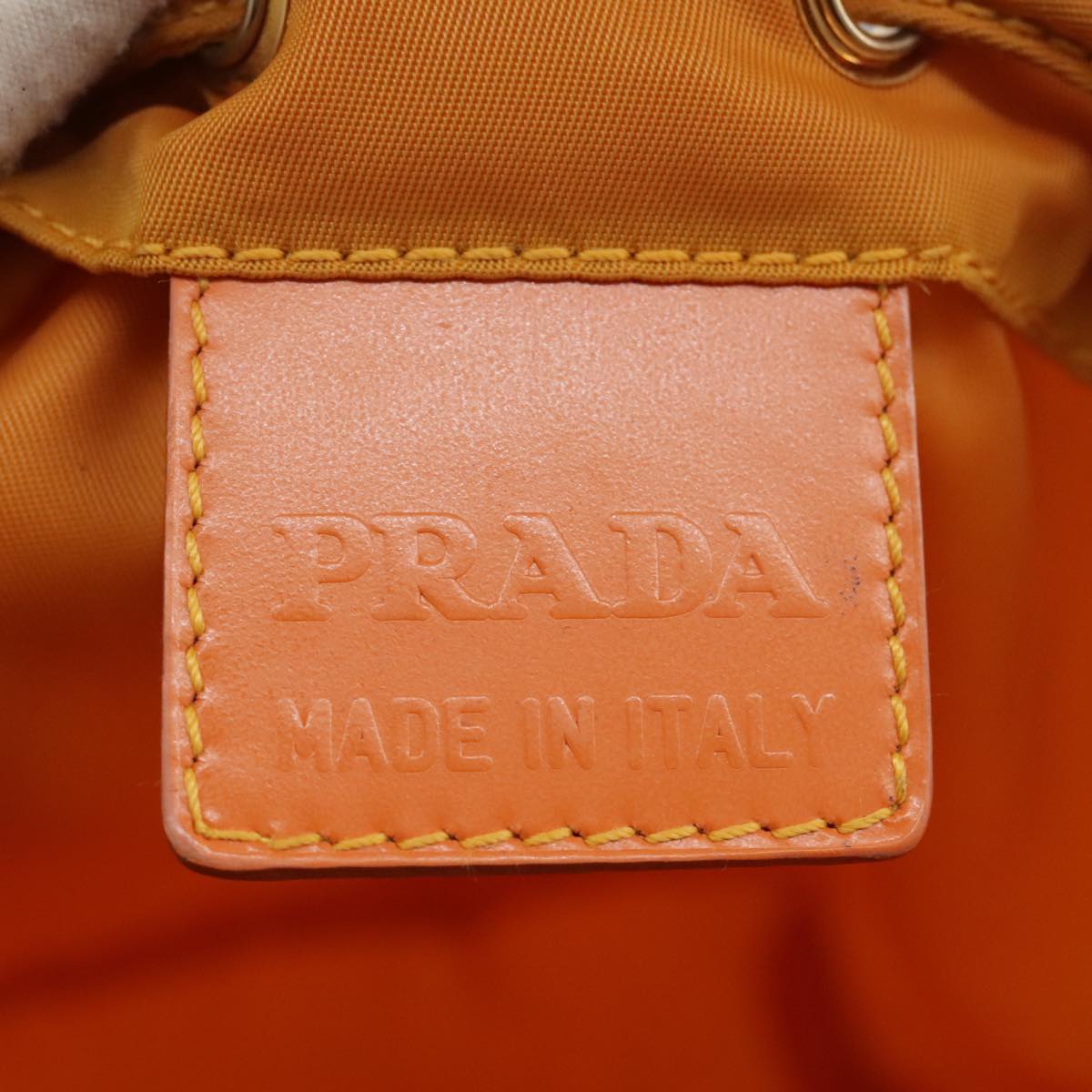 PRADA Purse Pouch Nylon Orange Gold Auth ki5232