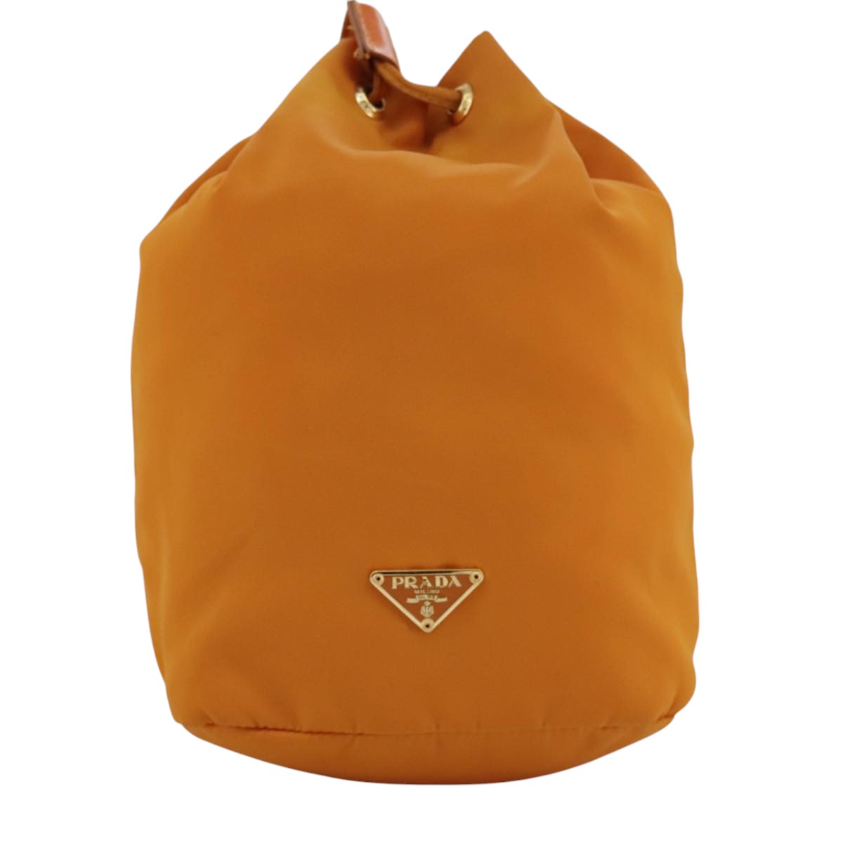 PRADA Purse Pouch Nylon Orange Gold Auth ki5232