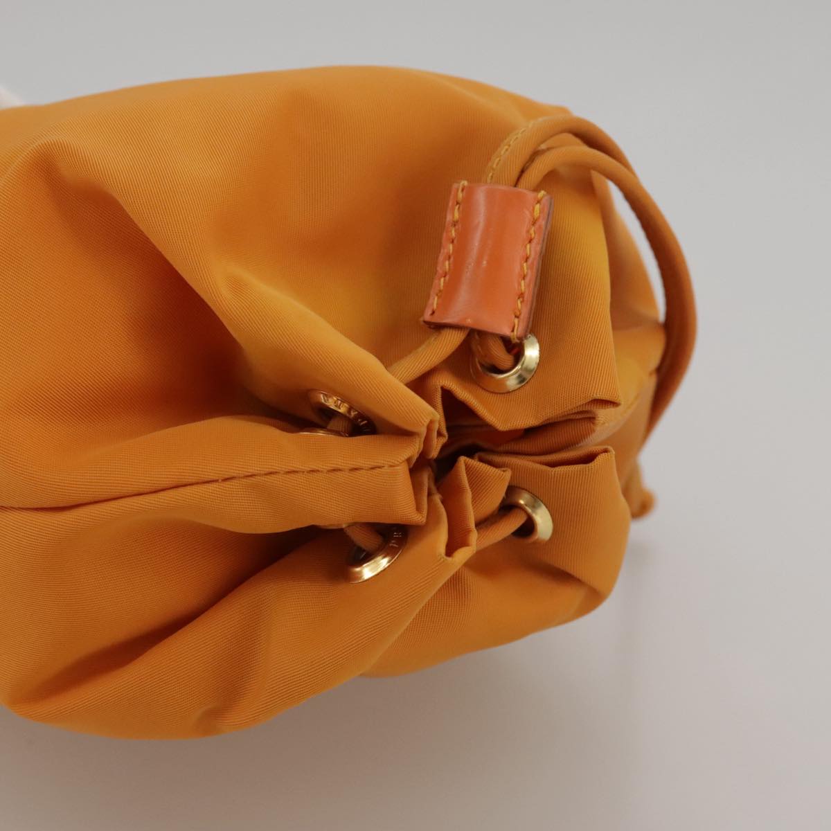 PRADA Purse Pouch Nylon Orange Gold Auth ki5232