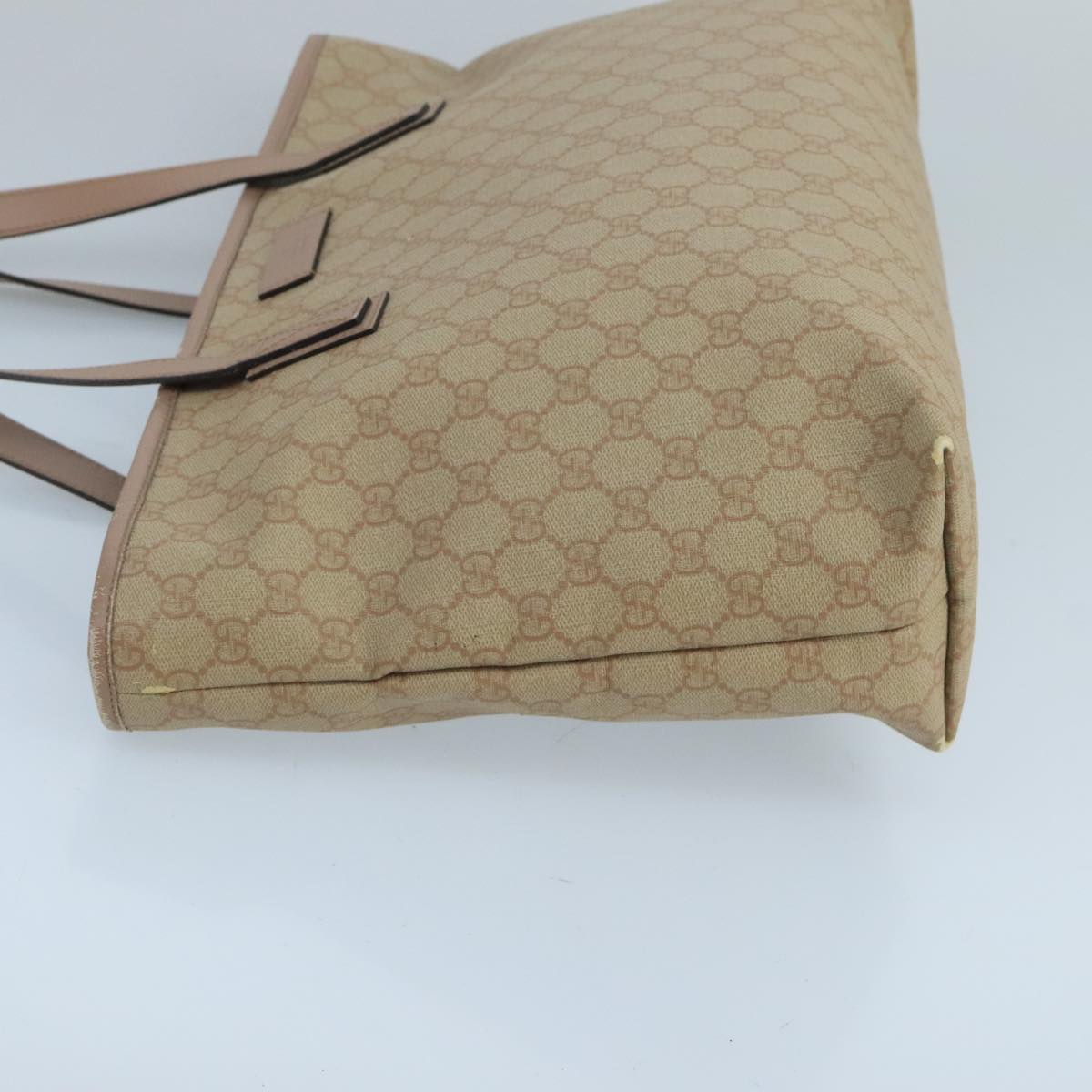 GUCCI GG Supreme Tote Bag PVC Gold Pink 211137 Auth ki5244