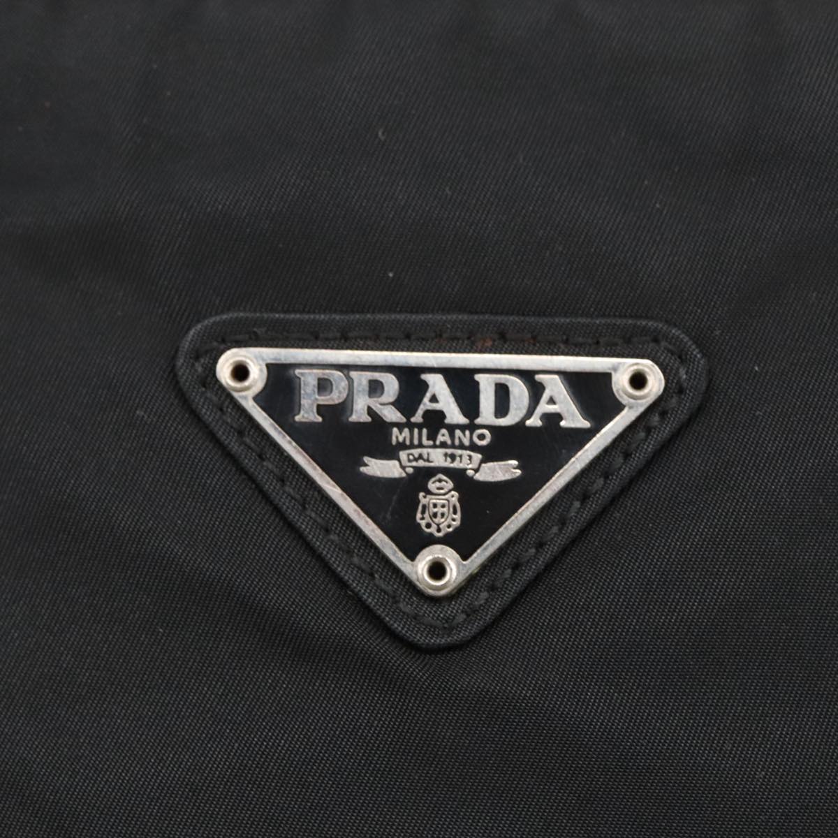 PRADA Tote Bag Nylon Black Silver Auth ki5249