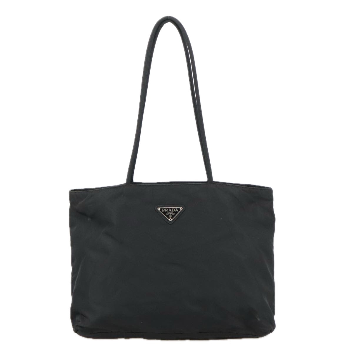 PRADA Tote Bag Nylon Black Silver Auth ki5249