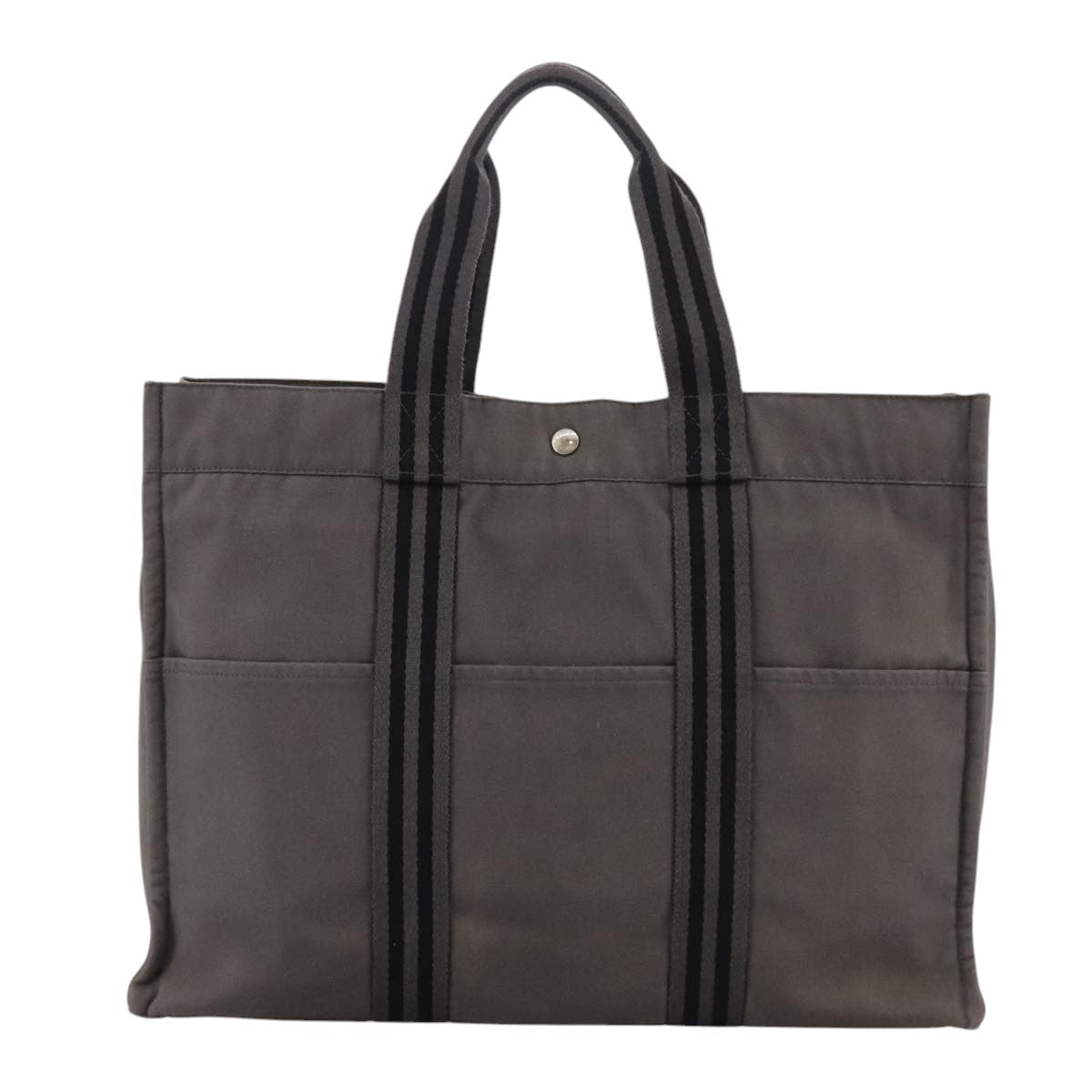 HERMES Fourre Tout GM Tote Bag Canvas Gray Silver Auth ki5263 - 0