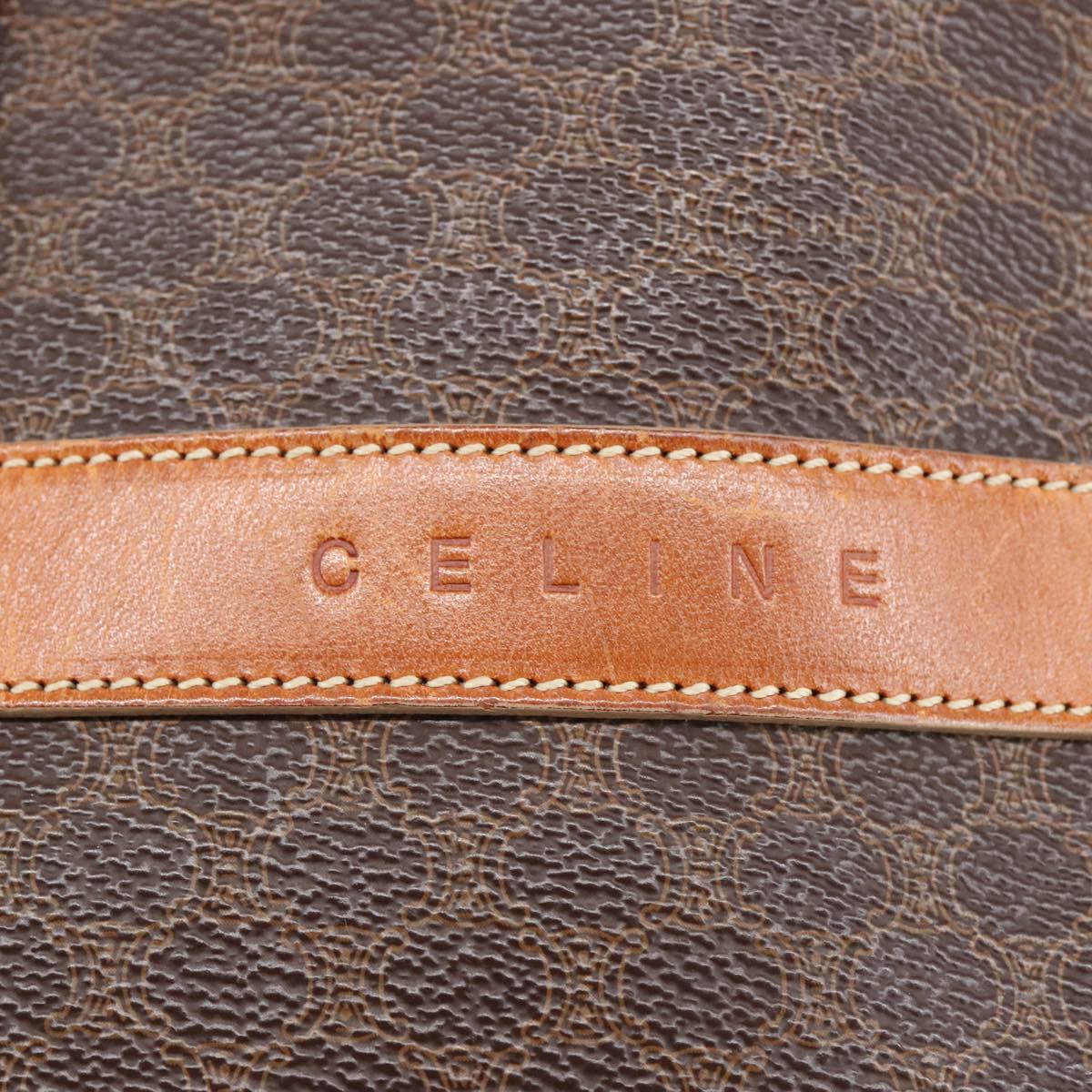 CELINE Macadam Canvas Tote Bag PVC Leather Brown Gold Auth ki5264