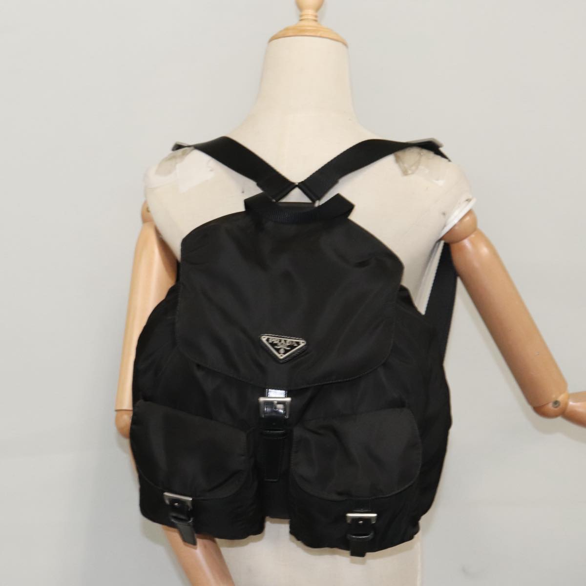 PRADA Backpack Nylon Black Auth ki5266