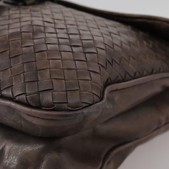 BOTTEGA VENETA INTRECCIATO Shoulder Bag Leather Brown Auth ki5284