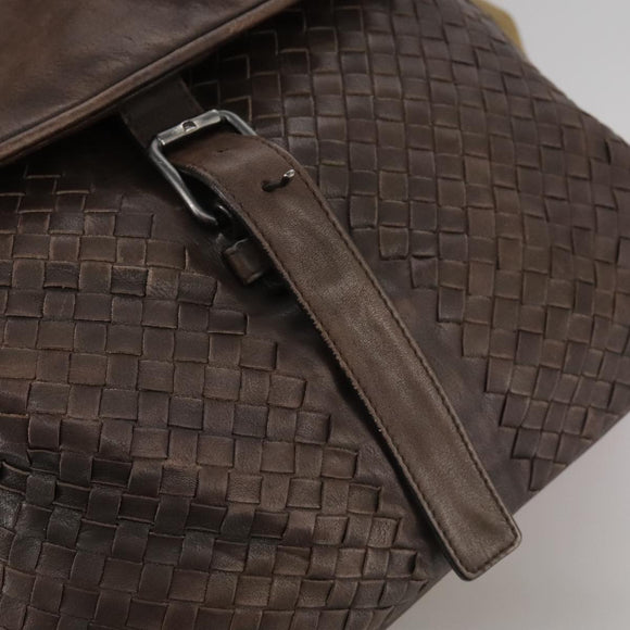 BOTTEGA VENETA INTRECCIATO Shoulder Bag Leather Brown Auth ki5284