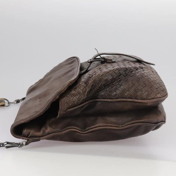 BOTTEGA VENETA INTRECCIATO Shoulder Bag Leather Brown Auth ki5284
