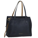 Salvatore Ferragamo Gancini Tote Bag Leather Navy Gold Auth ki5298-1