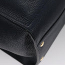 Salvatore Ferragamo Gancini Tote Bag Leather Navy Gold Auth ki5298-16
