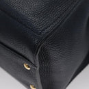 Salvatore Ferragamo Gancini Tote Bag Leather Navy Gold Auth ki5298-9