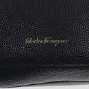 Salvatore Ferragamo Gancini Tote Bag Leather Navy Gold Auth ki5298-17
