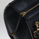 Salvatore Ferragamo Gancini Tote Bag Leather Navy Gold Auth ki5298-10