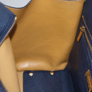 Salvatore Ferragamo Gancini Tote Bag Leather Navy Gold Auth ki5298-21