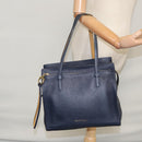 Salvatore Ferragamo Gancini Tote Bag Leather Navy Gold Auth ki5298-24