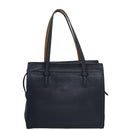 Salvatore Ferragamo Gancini Tote Bag Leather Navy Gold Auth ki5298-2