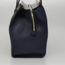 Salvatore Ferragamo Gancini Tote Bag Leather Navy Gold Auth ki5298-3
