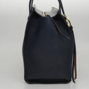 Salvatore Ferragamo Gancini Tote Bag Leather Navy Gold Auth ki5298-4