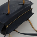Salvatore Ferragamo Gancini Tote Bag Leather Navy Gold Auth ki5298-6