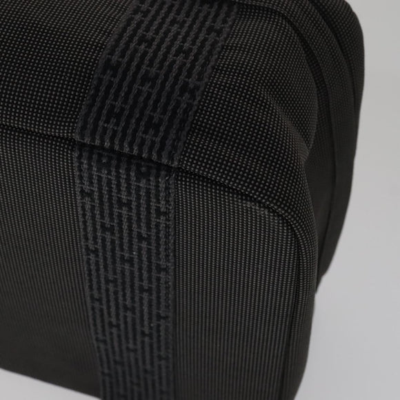 HERMES Vanity Her Line Cosmetic Pouch Canvas Gray Auth ki5324