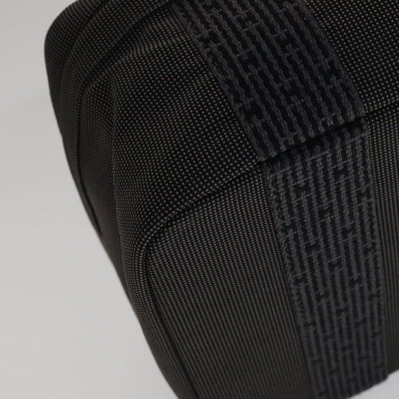 HERMES Vanity Her Line Cosmetic Pouch Canvas Gray Auth ki5324