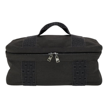 HERMES Vanity Her Line Cosmetic Pouch Canvas Gray Auth ki5324 - 0