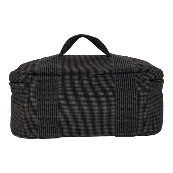 HERMES Vanity Her Line Cosmetic Pouch Canvas Gray Auth ki5324