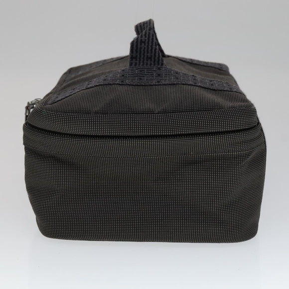 HERMES Vanity Her Line Cosmetic Pouch Canvas Gray Auth ki5324